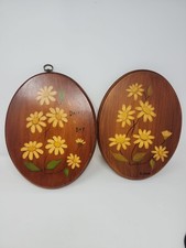Vintage Wood Crafted And Painted Plaques 1980 Signed A Daisy A Day Daisies Farm