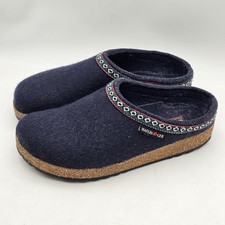 Haflinger Gz Classic Grizzly Slipper Clogs Size 37 - 6 US Navy Blue Wool