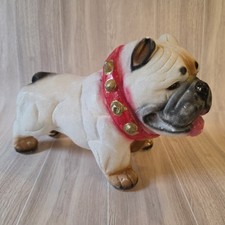 Vintage English Bulldog Bank Flocked Plaster American Bully Dog Cute Collectible Vintage English Bulldog Bank Flocked Plaster American Bully Dog Cute Collectible