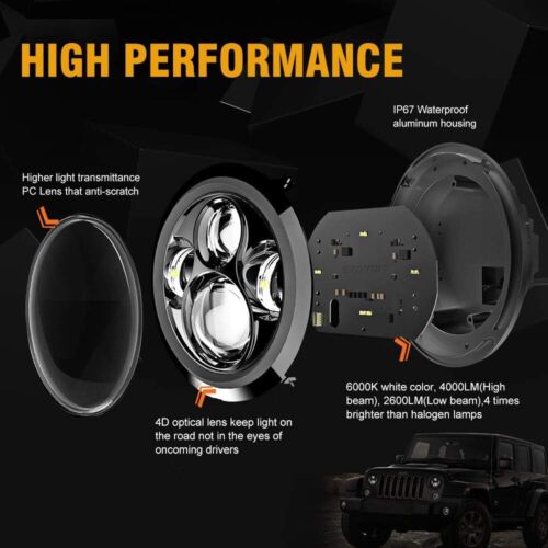 7" inch Led Headlight + 4.5" Fog Lights For Yamaha V-Star XVS 650 950 1100 1300 - Picture 12 of 12