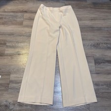 St. John Ivory wide leg wool silk blend dress pants size 10 ivory