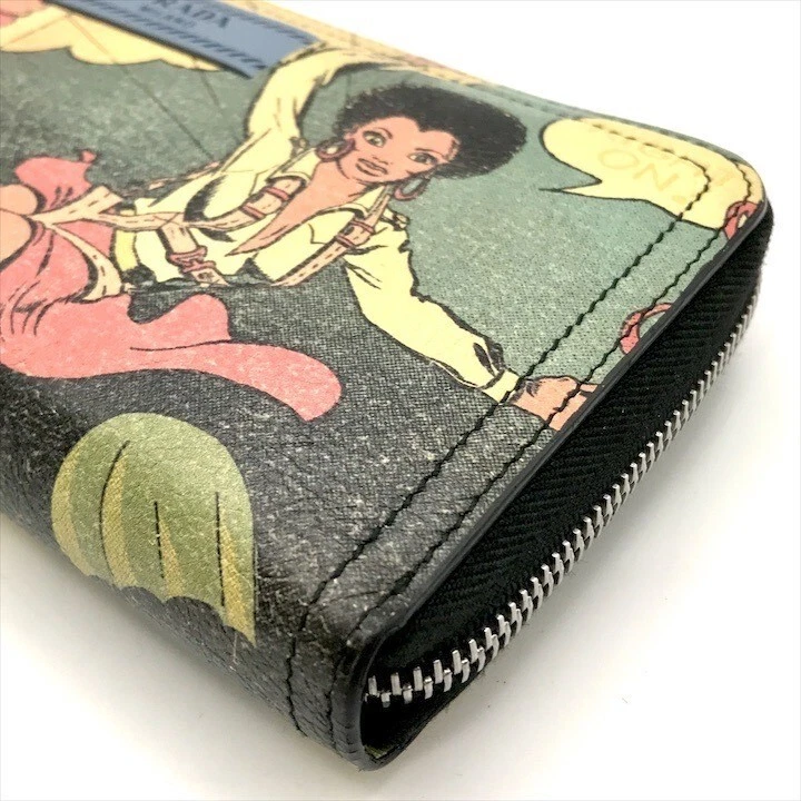Prada Logo Comic Round Zipper Long Wallet one item only From JAPAN Used item - Image 4 of 4