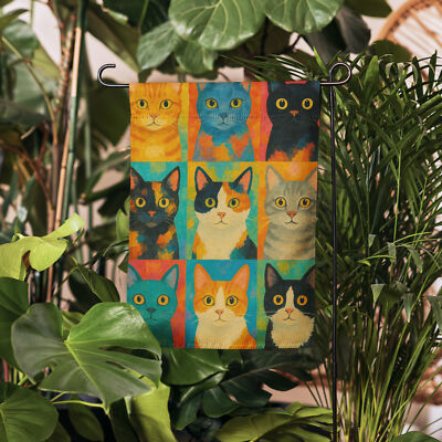 Colorblock Cats Feline Friends Garden flag | eBay
