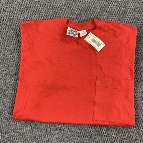 NWT Vintage 90s Sears Trader Bay Red Blank T-Shirt Adult Medium Front Pocket - Picture 7 of 10