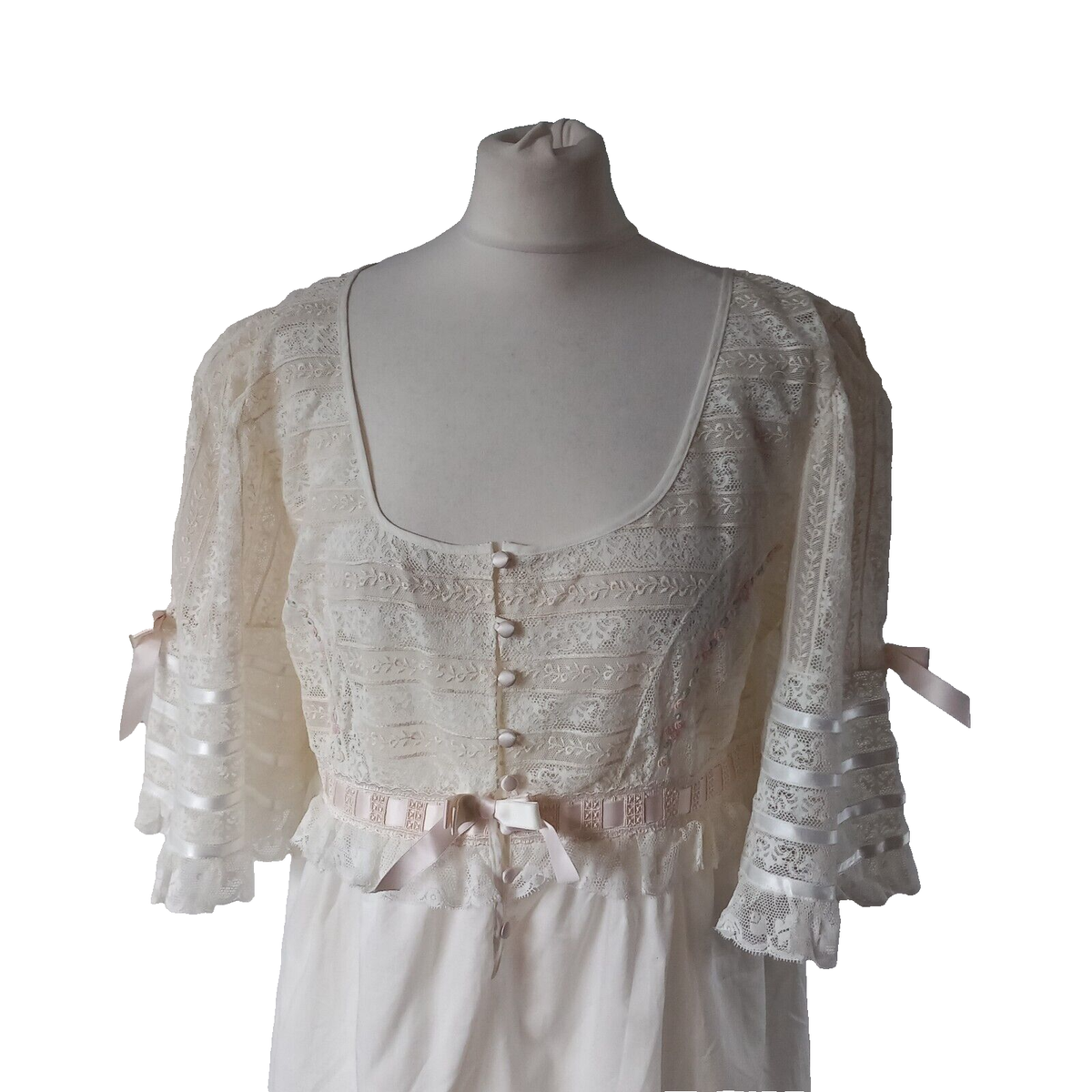 ROBERTA LASSI Vintage NOS Nightie Nightdress Lace Victorian Ghost 