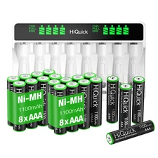 HiQuick AAA AA Rechargeable Batteries Ni-MH  AAA Double A Battery+ Charger Lot