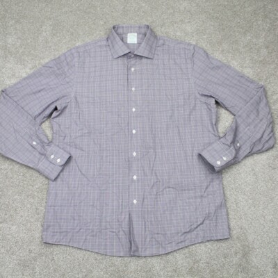 Brooks Brothers Milano Shirt Men 17, 37 Purple Non-Iron Supima Cotton L/S Button