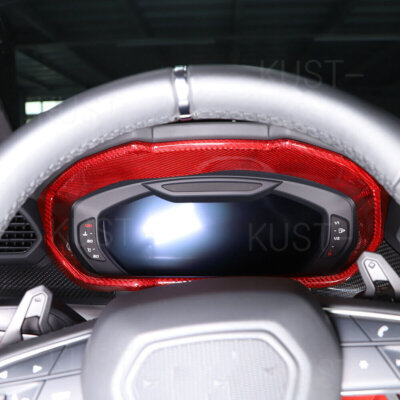 Red Carbon Fiber Dashboard Panel Instrument Cover For L@mborghini URUS 2018-2021