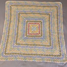 Handmade Crochet Pastel Afghan Baby Blanket 31 x 33