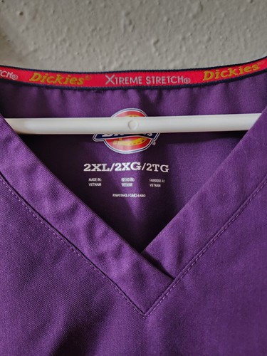 Dickies Xtreme Stretch Scrubs Top Women Medical Scrub Mock Wrap Purple 2XL - Picture 2 of 6