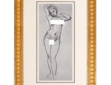 Lord Leighton Vintage Male Nude Drawing Old Master Academic classical English