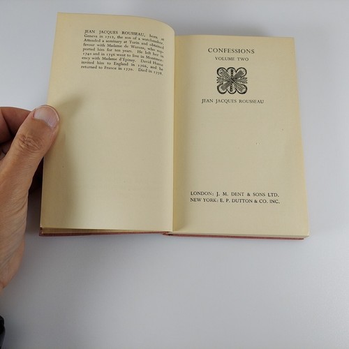 Confessions by Rousseau, In 2 Volumes Vol 1 & 2 Everyman's Library HC 1937, 1938 - Picture 20 of 24