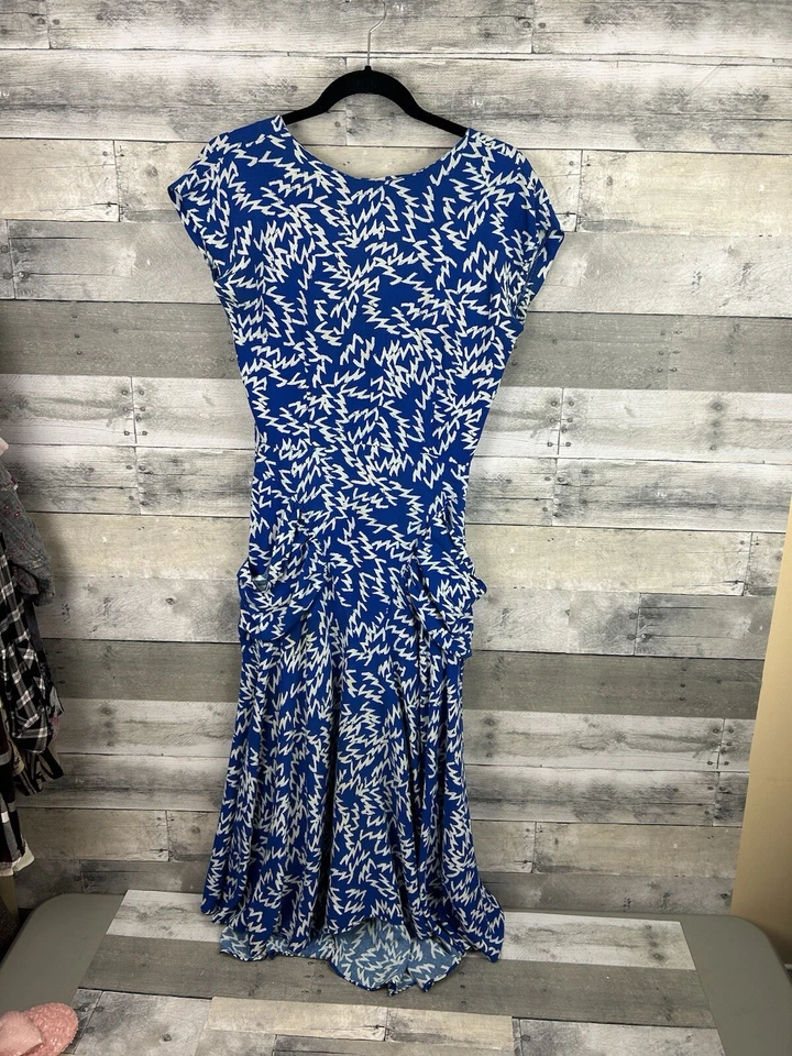 Joni Blair VTG Women’s Short Sleeve V Neck Long Dress With Front Pockets Boho - Image 2 of 4