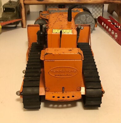 Vintage Orange￼ 1960's Mighty Tonka Bulldozer Pressed Steel