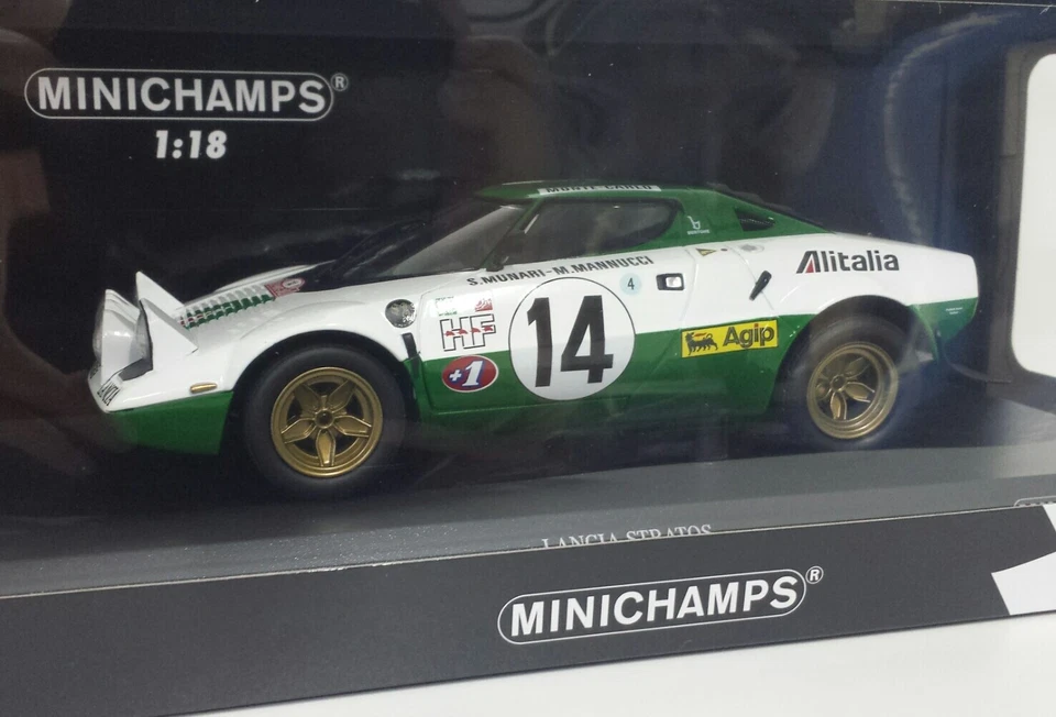 Minichamps 1/18 Model Car Rally Lancia Stratos Alitalia Munari 1975 Diecast - Image 2 of 4