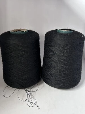 NEW HOPE YARNS NICE Lot 2 Spool Cone PURE Peru LACE Baby Alpaca Yarn 2lb 4oz 1038g 1011 Black C