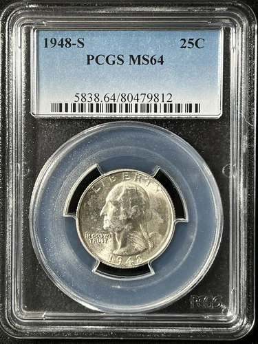 1948-S  25C Washington Quarter Dollar PCGS MS64   80479812