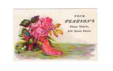 1880s Victorian Trade Card Pearson's Shoe Store French Goat Butt  ~11714