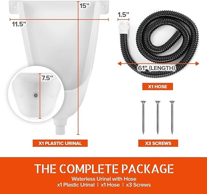 Waterless Urinal for Men (White), Plastic Urinals for Men'S Garage