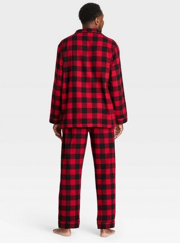 Wondershop Mens Buffalo Plaid 2 pc Flannel Pajama Set S Red Black Shirt Pants - Picture 8 of 9