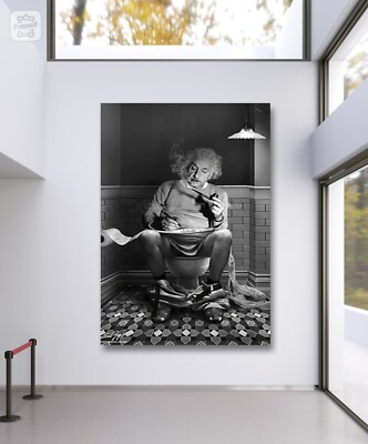 Albert Einstein Funny Restroom Humor Canvas Poster Wall Art | eBay