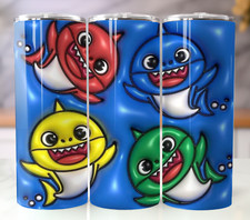 Baby Shark 3D Tumbler 20oz Travel Mug Stainless Steel Cup Straw