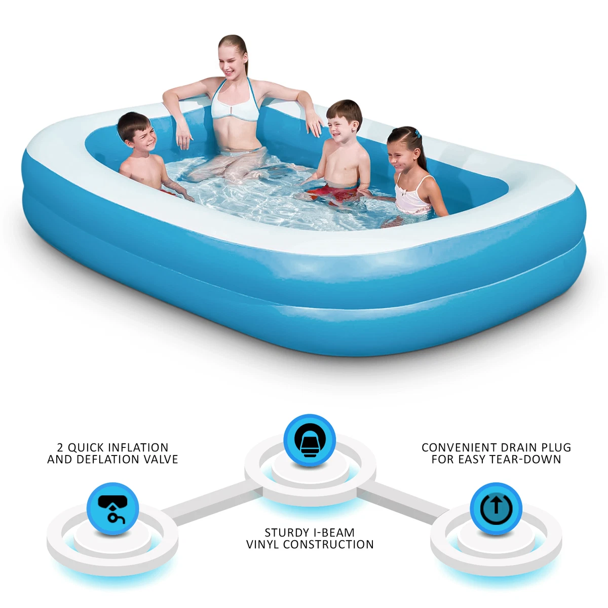 Bestway Outdoor Pool Giant Paddling Pool Inflatable Outdoor Family Summer Kids