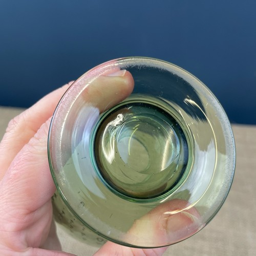 VINTAGE WHITEFRIARS 9356 SEA GREEN GLASS CONTROLLED BUBBLE FOOTED VASE - Afbeelding 7 van 7