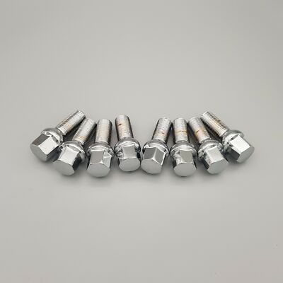 8PCS ball seat wheel bolts M14X1.5 28mm long thread Chrome Plated For Mercedes