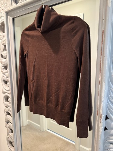 J.CREW dunkelbrauner leichter Rollkragenpullover - XXS (100% Merinowolle)