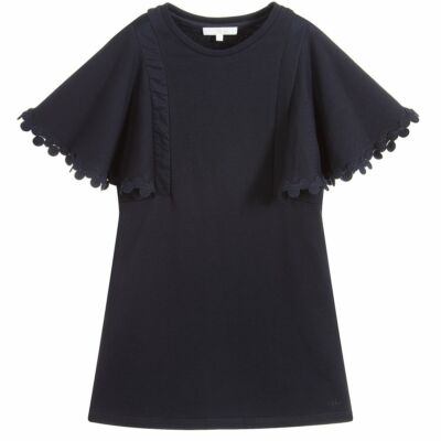chinese dress ladies MO&Co. Women's Lace Hem Cotton V Neck Sweatshirt Dress Black Size L