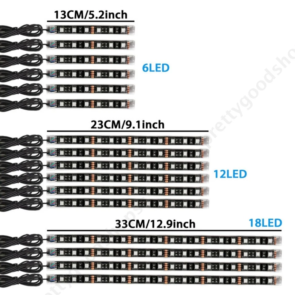 16PCS RGB Motorcycle LED Strip Lights Under Glow Lamp for Kawasaki Suzuki Yamaha Foto 3 de 4