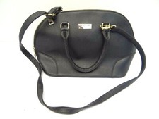 Used BCBG Paris Black Vinyl Ladies Womens Handbag Strapped Purse
