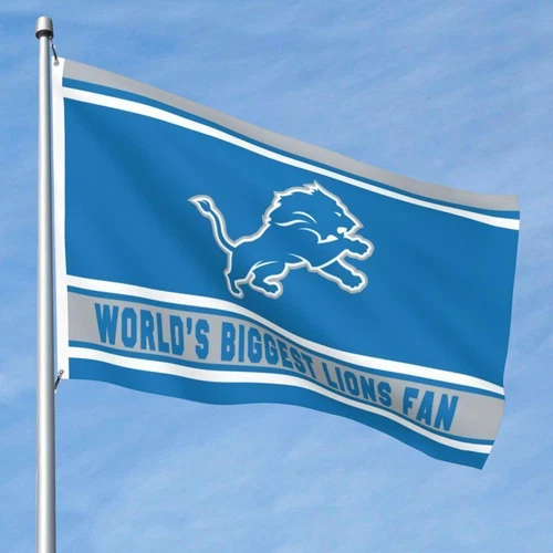 5x8FT World's Biggest Detroit Lions Fan Club Flag Banner Decorative Flags | Home Docor | Outdoor Flag | American Football Gift