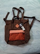 NWT Lined Handbag Purse Backpack Shoulder Bag Brown Zippered Pockets in and out