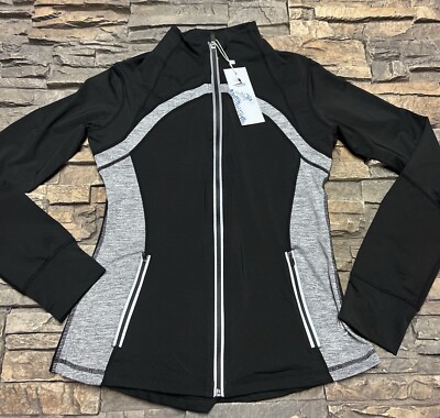 Icyzone Full Zip Athletic Jacket Size S Running Cycling Black NWT