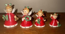Vintage NAPCO Japan 1956 Christmas Angel Bell NOEL Figurines Set Of 4 - READ