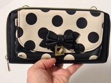 Betsey Johnson Polka Dot Clutch With Bow Wallet No Strap