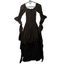 Black midi renaissance witch dark fairy dress size S/M