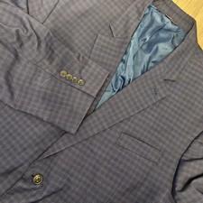Oak Hill 54R Blue Gingham Check Mens Suit Blazer Sport Jacket Coat