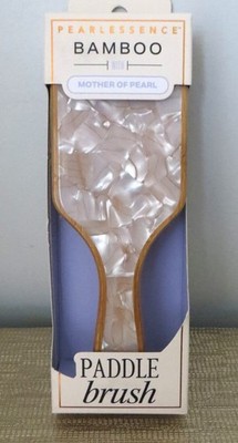 Pearlessence Bamboo With Mother Of Pearl Paddle Hair Brush Flexible Bristles NEW