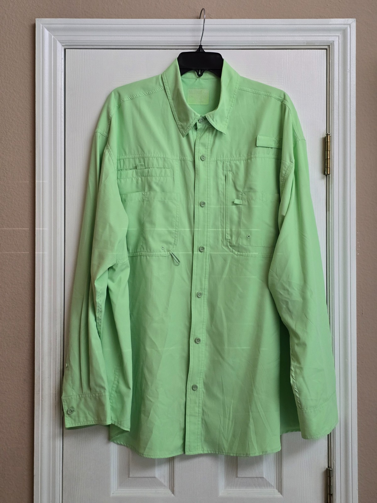 Reel Legends Performance Saltwater Vented Button Up Fishing Shirt Lime Green XXL
