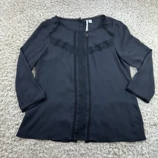 Lauren Conrad Blouse Womens Size Small Long Sleeve Black
