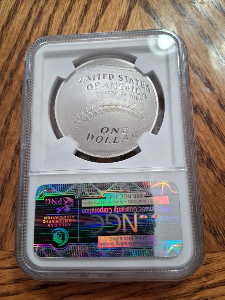 2014-P $1 Proof Baseball Hall of Fame Commem Silver Dollar NGC PR 70 UC | FR - Image 2 of 2