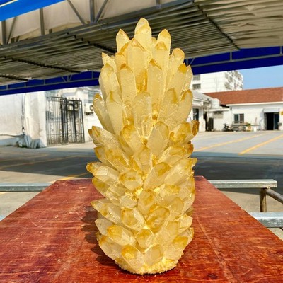 27.9LB New Find Yellow Phantom Crystal Quartz Cluster Mineral Specimen Healing