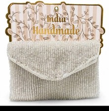 New Release White Beaded Coin Pouch by Wandering Moon India Perfect for Wedding