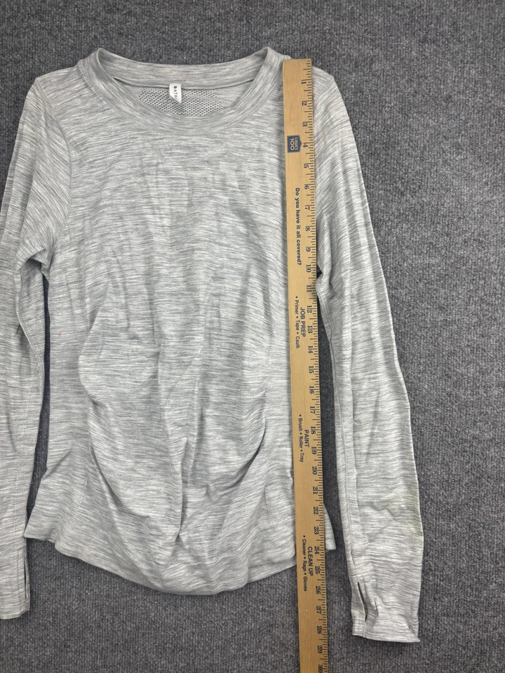 Camisa Athleta Mujer L Gris Manga Larga Sin Costuras Rendimiento Correr Entrenamiento Foto 4 de 4