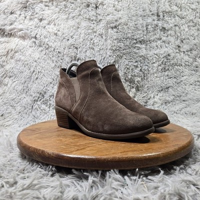 Me Too Zasper Womens Size 7.5M Brown Suede Leather Pull On Ankle Booties Heels
