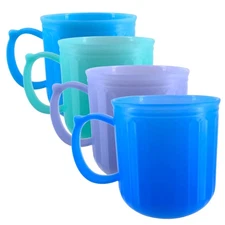 Plastic Coffee Mug 4 set Microwave and 4 Count (Pack of 1), Multicolor