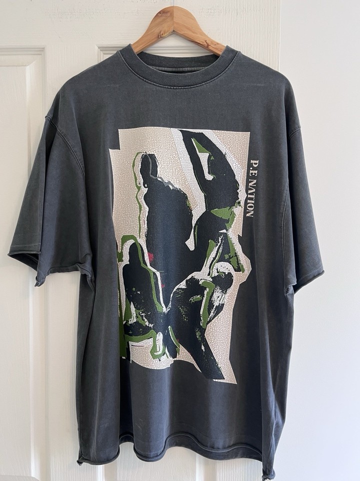 PE Nation Size M Grey Oversized Base Camp Tee Quality Fabric Distressed Logo